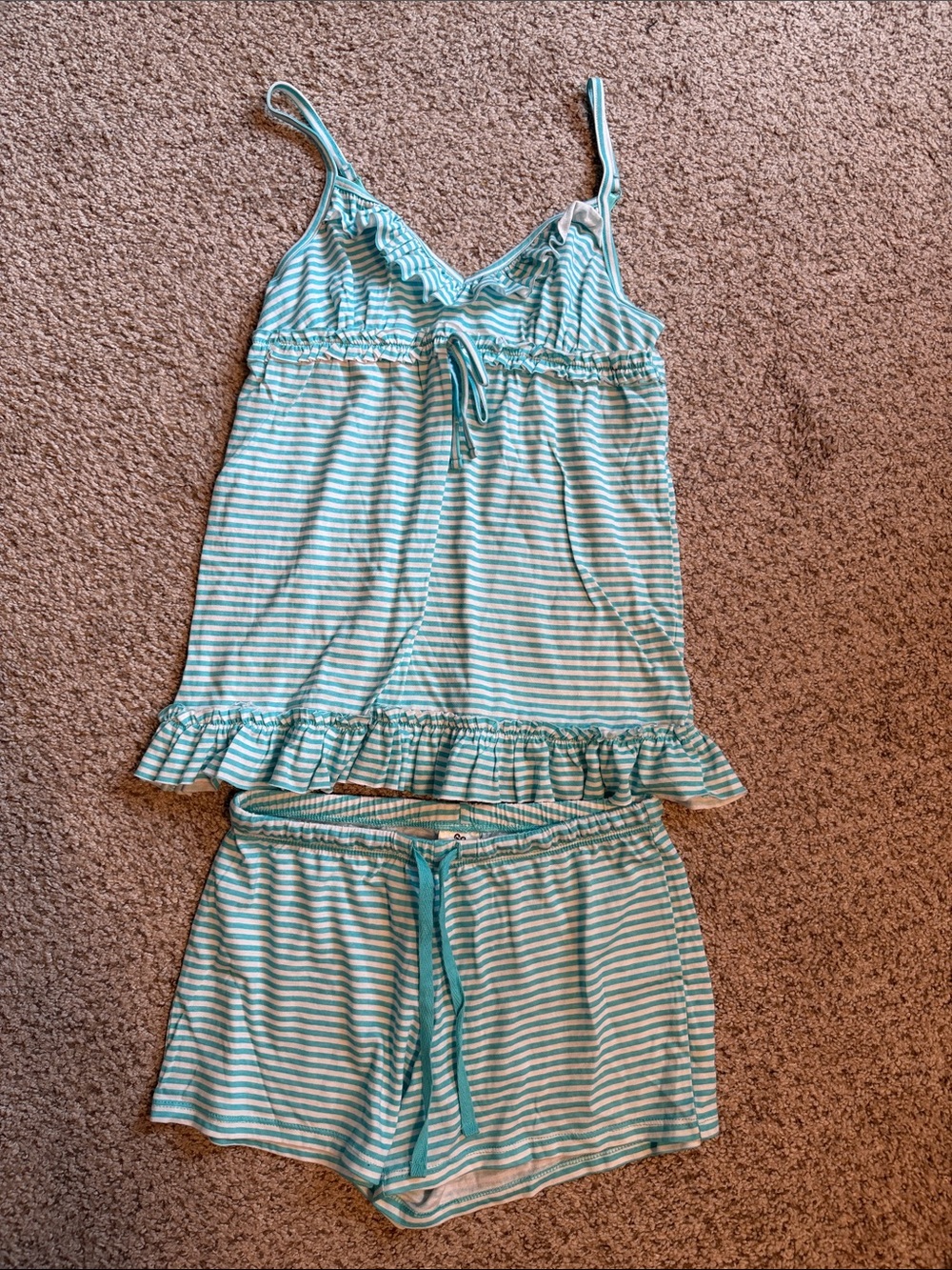 SO Mint Green & White Striped Cami Pajama Set